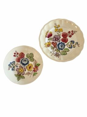 Vintage 1950’s Spode Rembrandt Pattern Floral Plates Collectible Made in England